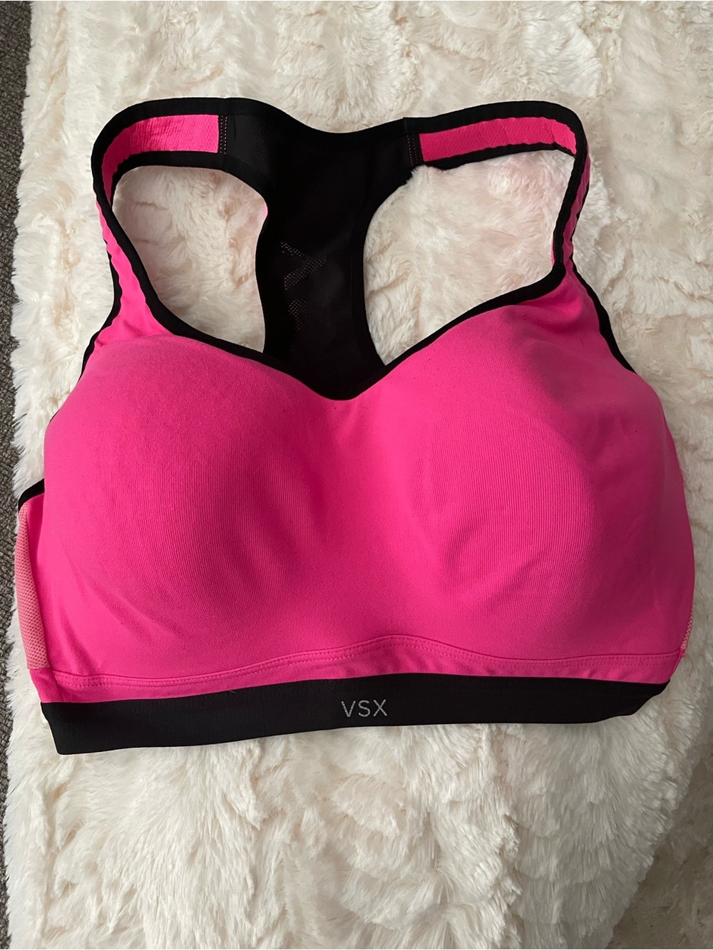 VSX Hot Pink and Black Racerback Support Sports Bra